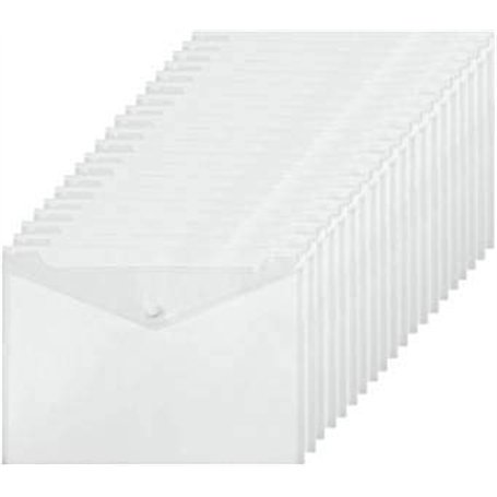 Lot de 24 pochettes transparentes A4 en plastique avec bouton-pression
