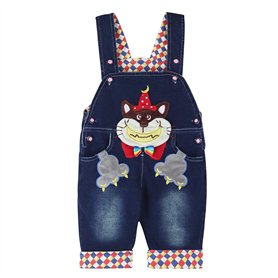 DEBAIJIA Salopette Jeans Bébé Garçons Filles Modèle Animal Enfant Noir Denim Pantalon Doux avec Bretelles Cartoon Sourire Raton