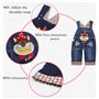 DEBAIJIA Salopette Jeans Bébé Garçons Filles Modèle Animal Enfant Noir Denim Pantalon Doux avec Bretelles Cartoon Sourire Raton 