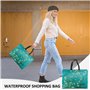 DHSBGWSX Lot de 6 Sacs à Provisions Réutilisables à Fleurs - Imperméables, Parfaits Pour Sortir et En Plein Air - Vert