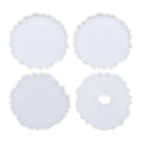 ZBHDEYG Lot de 4 moules en résine - Moules irréguliers en silicone - Ornements de dessous de verre - Décoration de dessous de ve