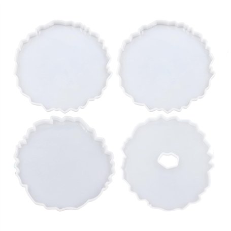 ZBHDEYG Lot de 4 moules en résine - Moules irréguliers en silicone - Ornements de dessous de verre - Décoration de dessous de ve