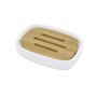 Lofekea Porte-Savon en Céramique et Bambou pour Salle de Bain et Douche - Double Couche Drainant