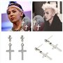 PPX Multicouche gothique rétro des années 80 noir longue chaîne mode croix collier et acier inoxydable balançant croix boucles d