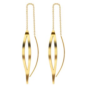 KristLand Plaqué Or Titane et Acier Boucles D'oreilles Courbes Feuilles Franges Collier Long Goutte D'eau Drapé Fileté Femmes Bo