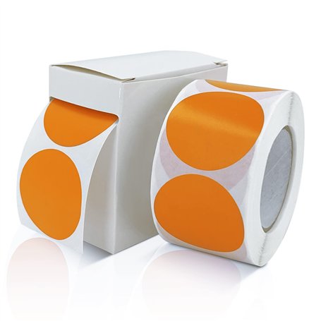Lot de 500 autocollants ronds Orange 25 mm - Petits pastilles adhésives - Code couleur - Autocollants amovibles et résistants au