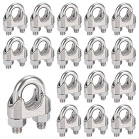 20 Pièces Serre Cable Acier M5 Serre Cable Inox 304 U Boulon Clip de Câble Métalliques pour Câble Métallique en Acier de 5 mm Co