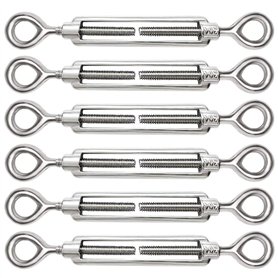 6 Pièces Tendeur Cable M5 Tendeur Cable Inox 304 Réglable Oeil de Ridoir et Oeil pour Tendeur de Fil Cable Acier Corde Crochet T