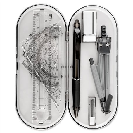 Lotsdonxia Trigonométrie Rapporteur circulaire Jauge de dessin Ensemble de bureau Portable Outils de dessin géométrique pour étu