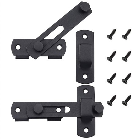 CYUaoao Lot de 2 Verrou de Porte Coulissante en Acier Inoxydable Serrure de Porte à Loquet à Bascule Portail Noir Mat pour les P