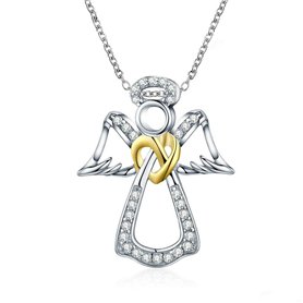 VIVIIHOO 1 Collier Ange Gardien Argent Sterling 925 | Perles de baptême Fille | Collier Pendentif Ange Gardien pour Femmes Enfan