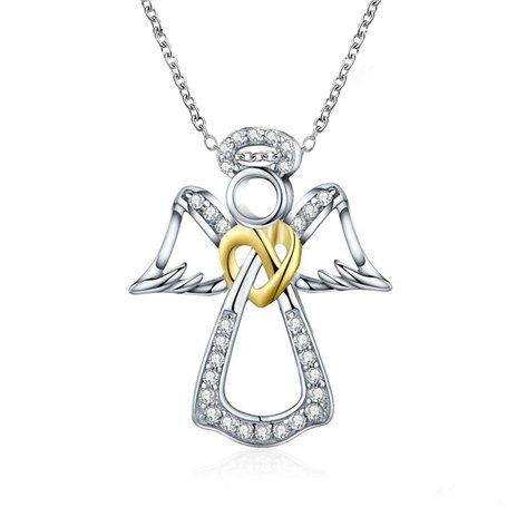 VIVIIHOO 1 Collier Ange Gardien Argent Sterling 925 | Perles de baptême Fille | Collier Pendentif Ange Gardien pour Femmes Enfan