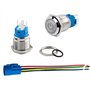 Aiqeer 2 Pièces 19 mm Commutateur Bouton-Poussoir Auto-Bloquant, 12V / 24V 5A Interrupteur à Bouton-Poussoir en Acier Inoxydable