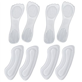 2 Paires De Semelles Intérieures En Silicone Transparent Et 2 Paires D'Autocollants De Talon