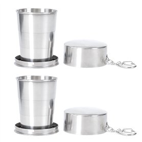 YHNMMNO 2 Pièces Tasse Pliable En Acier Inoxydable 150 ml - Gobelet Rétractable Portable Pour Camping