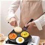 Traxenta poele a pancakes, antiadhésive en aluminium pour poêle à pancake à 4 trous, appareil pancake avec Brosse à Huile de Sil