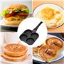 Traxenta poele a pancakes, antiadhésive en aluminium pour poêle à pancake à 4 trous, appareil pancake avec Brosse à Huile de Sil