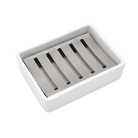Lofekea - Porte-savon en Céramique et Acier inoxydable avec Égouttoir pour Salle de bain et Douche