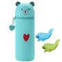 Cinsersr Kawaii - Trousse Kawaii - En silicone souple - 2 en 1 - Avec 2 porte-stylos - Pour étudiante
