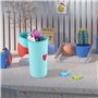 Cinsersr Kawaii - Trousse Kawaii - En silicone souple - 2 en 1 - Avec 2 porte-stylos - Pour étudiante, adolescente - Vert, vert,