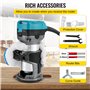 VEVOR Routeur de paume 3 bases incluses : base fixe d'immersion inclinable 710 W 13000-33000 tr/min Outil compact de routeur de 