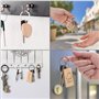 Porte-Clés en Bois, Bricolage Vierge Porte Clés, Rectangle Cœurs Chaîne de Clé en Bois Naturel pour Loisirs Créatifs, Étiquettes