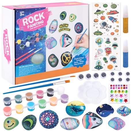Wisplye Kit de Peinture sur Pierre Lumineuse pour Enfants