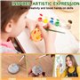 Wisplye Kit de Peinture sur Pierre Lumineuse pour Enfants, 10 Galets a Peindre Décorer avec Peintures et Autocollants, Kit de Lo