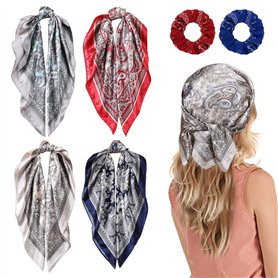 TIANNAIT Lot de 4 écharpes carrées élégantes bandana en polyester