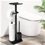 Porte-papier toilette debout en acier inoxydable avec brosse WC - Porte-papier toilette avec boîte à lingettes humides - Porte-p