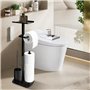 Porte-papier toilette debout en acier inoxydable avec brosse WC - Porte-papier toilette avec boîte à lingettes humides - Porte-p