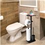 Porte-papier toilette debout en acier inoxydable avec brosse WC - Porte-papier toilette avec boîte à lingettes humides - Porte-p