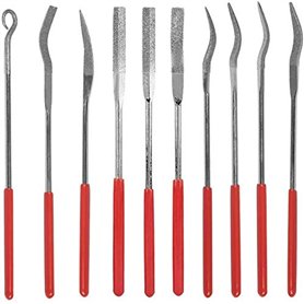 Bestgle 10 Pcs Assortis Mini Lime Diamant Ensemble Aiguille Plate Carrée Forme Ronde Fichiers Riffler pour Bijoutiers En Métal V