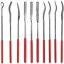 Bestgle 10 Pcs Assortis Mini Lime Diamant Ensemble Aiguille Plate Carrée Forme Ronde Fichiers Riffler pour Bijoutiers En Métal V