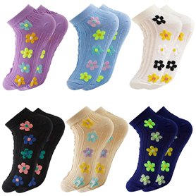 Anjetan Marguerite Soquette Femme Coton Chaussette Basse Fantaisie Invisible Chaussette Sport 6 Paires