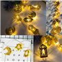 Décoration Ramadan 2025, Lot de 2 Ramadan Decoration Guirlandes Lumineuses Étoile Lune 2M 10 LED Guirlandes lumineuses Ramadan L