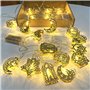 Décoration Ramadan 2025, Lot de 2 Ramadan Decoration Guirlandes Lumineuses Étoile Lune 2M 10 LED Guirlandes lumineuses Ramadan L