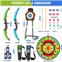 HYES 2 Pack Arc et Flèche Jouet pour Enfants, Kit de Tir à l'arc avec Lumières LED, Suction Cible Debout, 29'' Dart Board et Cib