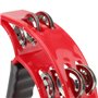 JOIKIT Lot de 4 tambourins à double rangée de 230 x 200 x 48 mm, rouge tambourin en demi-lune avec grelots en métal à double ran