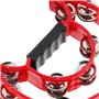 JOIKIT Lot de 4 tambourins à double rangée de 230 x 200 x 48 mm, rouge tambourin en demi-lune avec grelots en métal à double ran