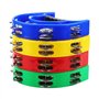 JOIKIT Lot de 4 tambourins à double rangée de 230 x 200 x 48 mm, rouge tambourin en demi-lune avec grelots en métal à double ran