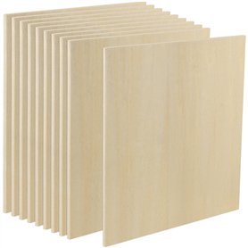 MUKCHAP Lot de 10 feuilles carrées de contreplaqué de tilleul de 254 x 254 x 6 mm