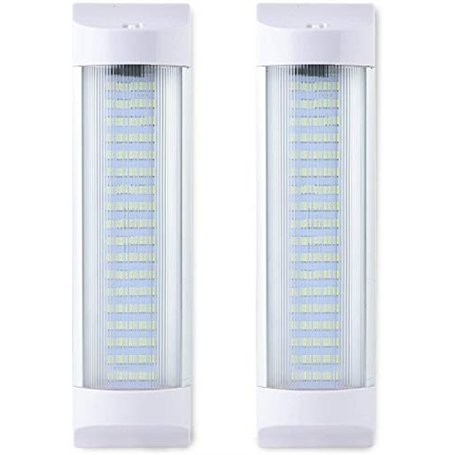 READY Lot de 2 barres lumineuses LED de 28 cm pour intérieur de voiture - 10 W - 72 LED - Lumière blanche - Avec interrupteur -