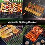 Panier de barbecue - Panier de barbecue en acier inoxydable, panier de barbecue pliable avec poignée, brosse et sac de rangement
