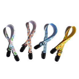 Lot de 4 clips et sangles réglables pour faire d'une serviette de table un bavoir pour bébé ou personne âgée Couleurs assorties