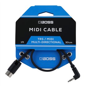BOSS BMIDI-1-35 30 cm – Câble MIDI compact minijack TRS vers connecteur 5 broches multidirectionnel – permet une connexion premi