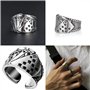 Liitata Lot de 4 bagues vintage punk pour poker - Bague gothique ouverte - Bague de cheville pour homme et femme - Cœurs et arge