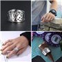 Liitata Lot de 4 bagues vintage punk pour poker - Bague gothique ouverte - Bague de cheville pour homme et femme - Cœurs et arge