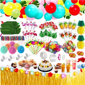 KIMIGO 175 Pcs Hawaïenne Luau Table Jupe Set de Décoration