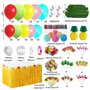 KIMIGO 175 Pcs Hawaïenne Luau Table Jupe Set de Décoration,Jupe de Table Hawaïenne,Feuilles de Palmier Fleurs Hawaïennes ballon 